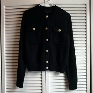 Ann Taylor Black Cardigan with Gold Buttons